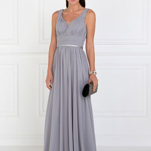 NEW SILVER V-Neckline Sleeveless Long Prom Dress GL1525
